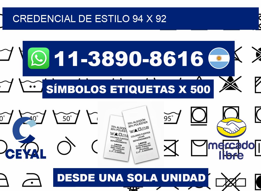 Credencial de estilo 94 x 92