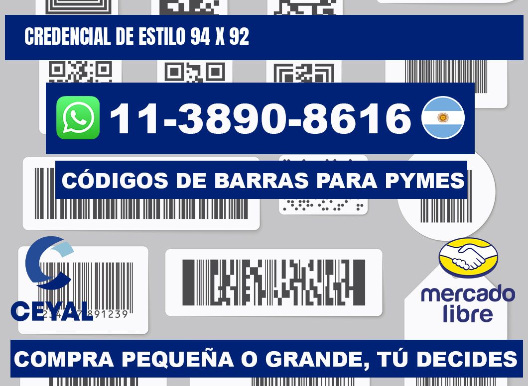 Credencial de estilo 94 x 92