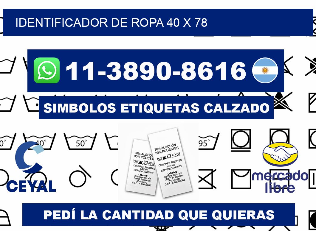 Identificador de ropa 40 x 78