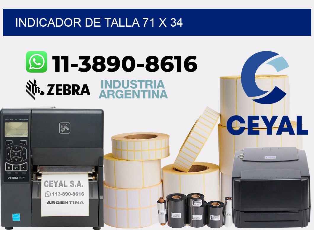 Indicador de talla 71 x 34