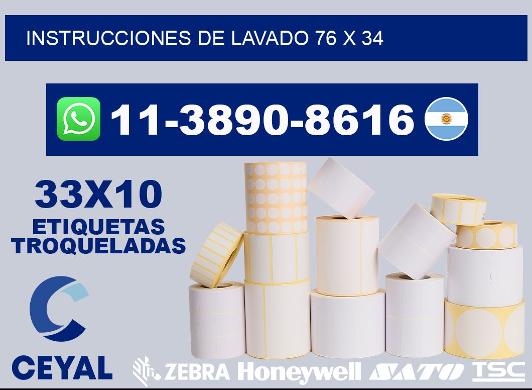 Instrucciones de lavado 76 x 34