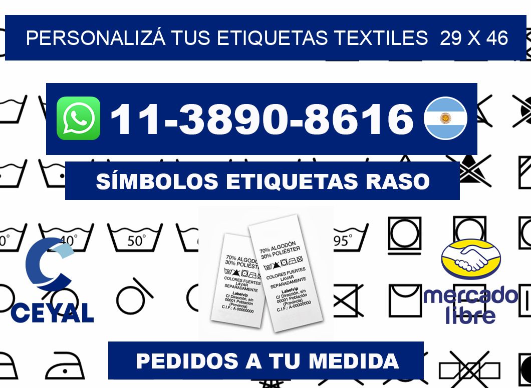 PERSONALIZÁ TUS ETIQUETAS TEXTILES  29 x 46
