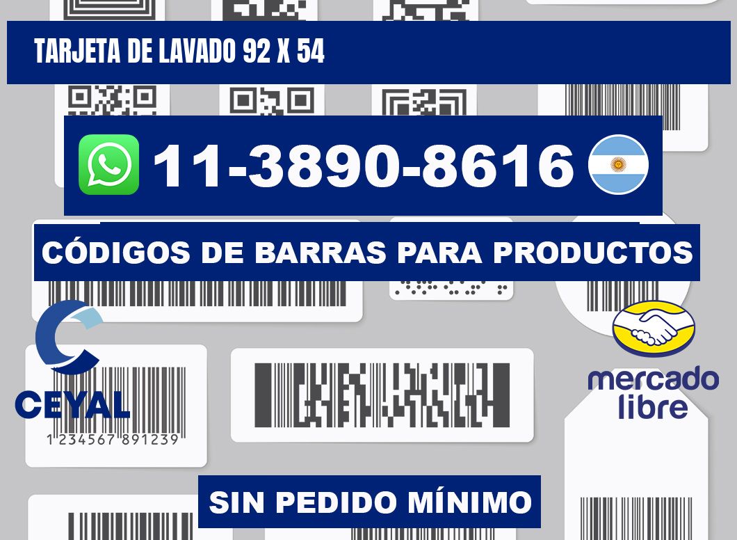 Tarjeta de lavado 92 x 54