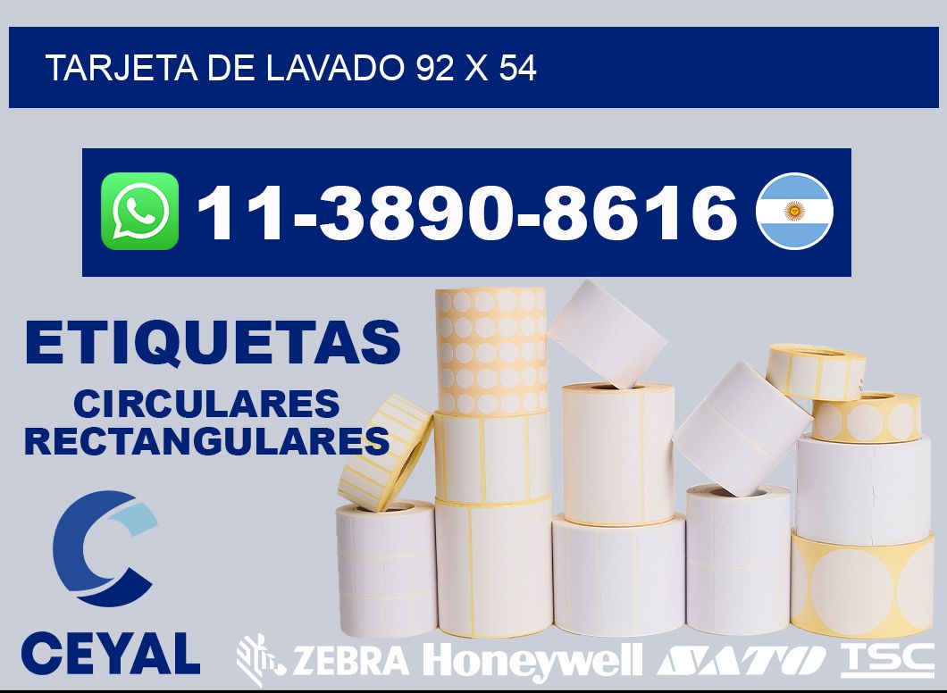 Tarjeta de lavado 92 x 54