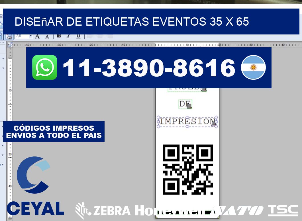 diseñar de etiquetas eventos 35 x 65