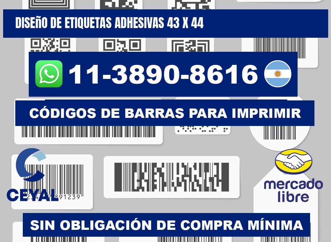 diseño de etiquetas adhesivas 43 x 44