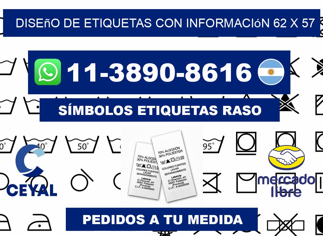 diseño de etiquetas con información 62 x 57