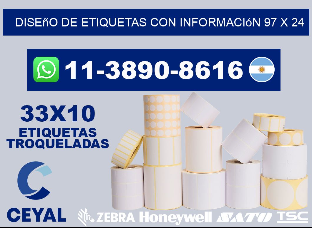 diseño de etiquetas con información 97 x 24