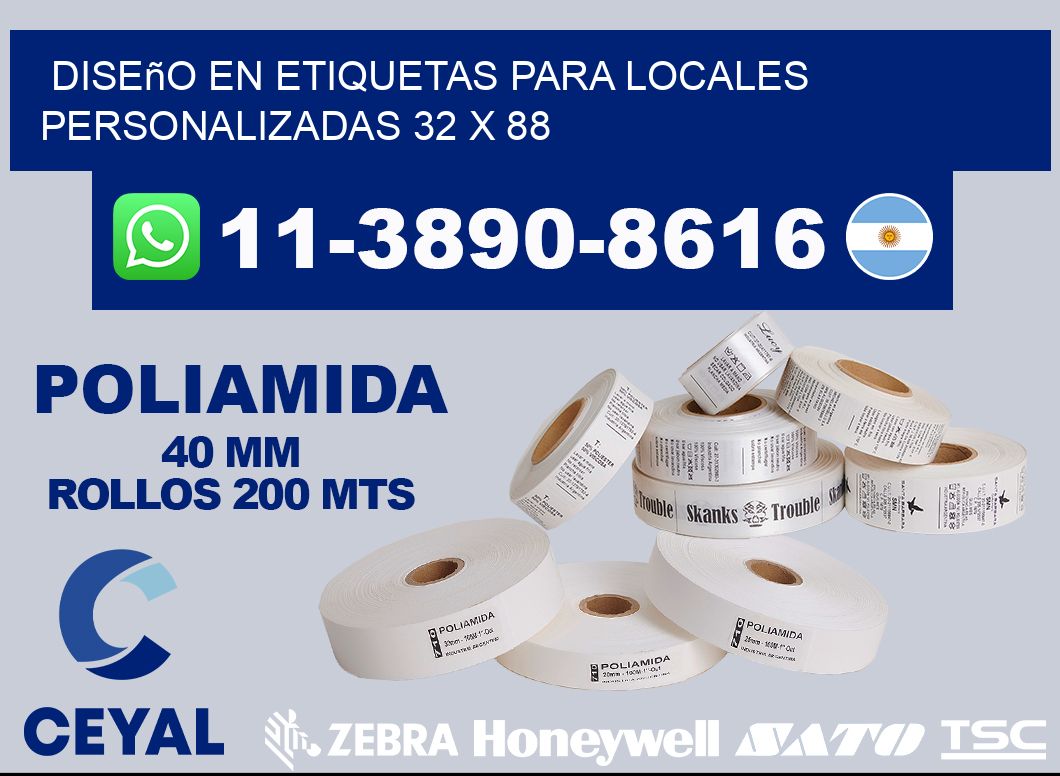 diseño en etiquetas para locales personalizadas 32 x 88