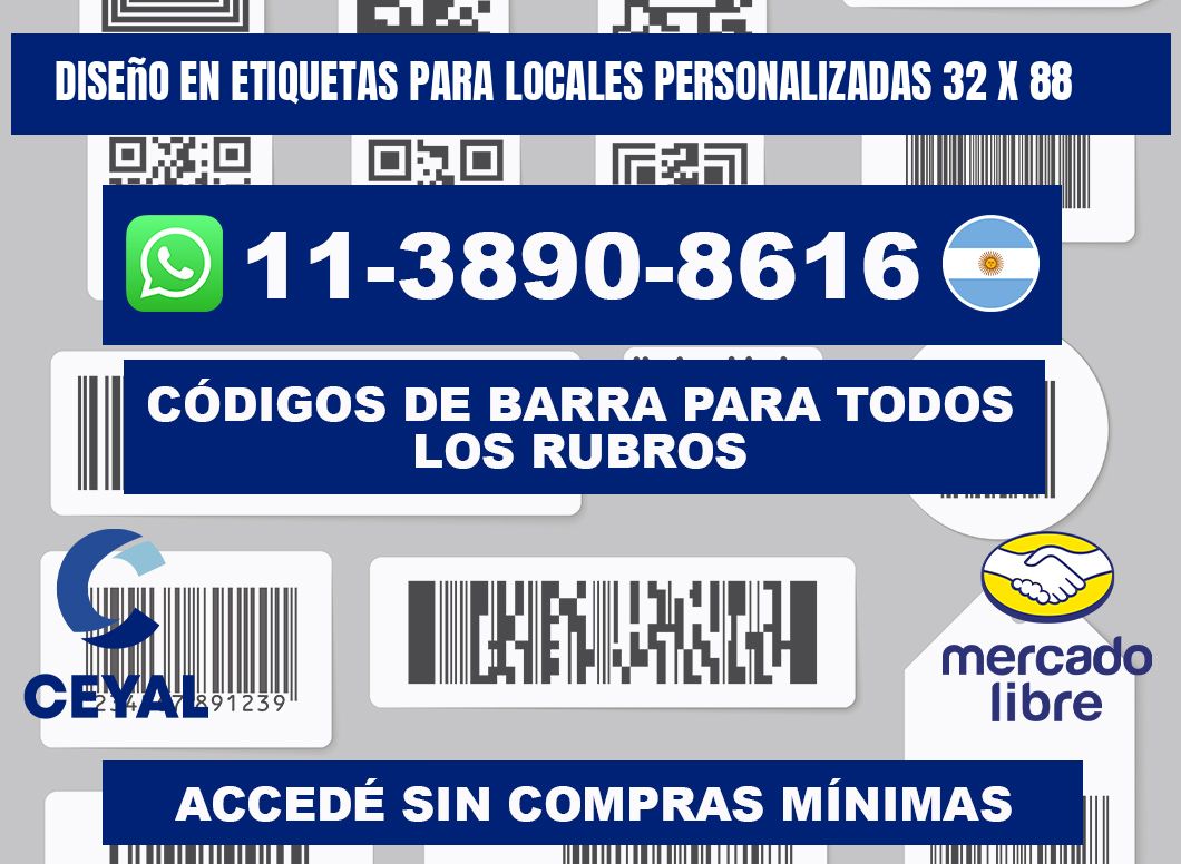 diseño en etiquetas para locales personalizadas 32 x 88