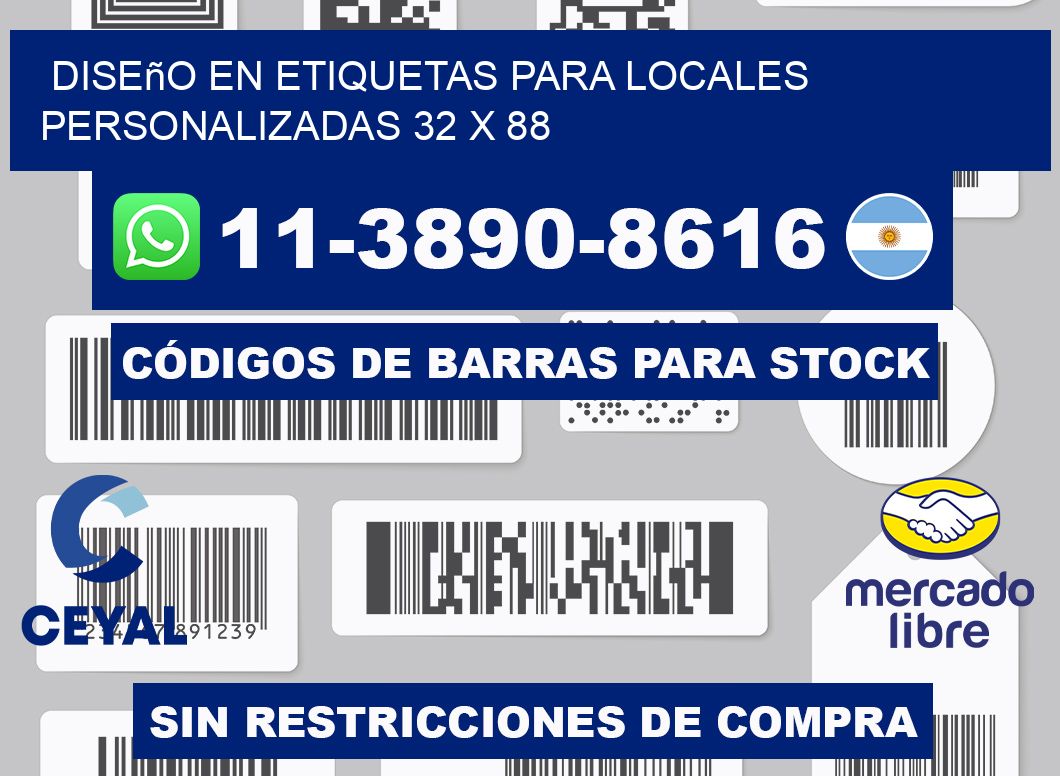 diseño en etiquetas para locales personalizadas 32 x 88