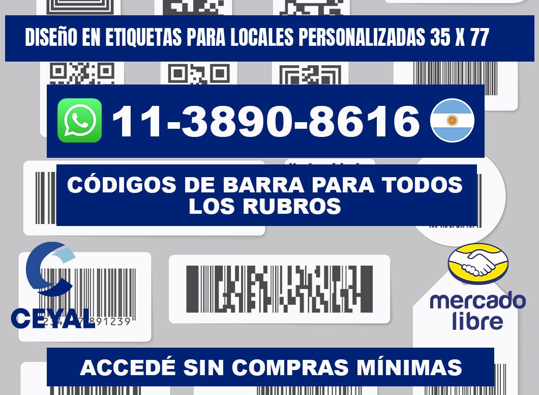 diseño en etiquetas para locales personalizadas 35 x 77
