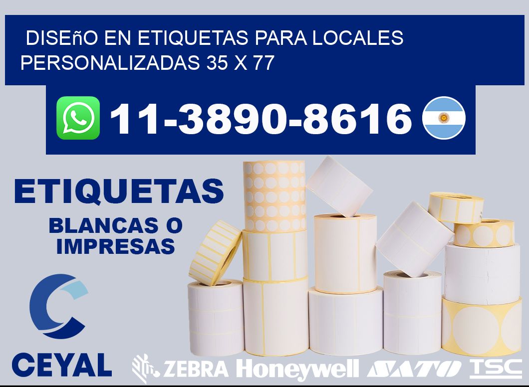 diseño en etiquetas para locales personalizadas 35 x 77