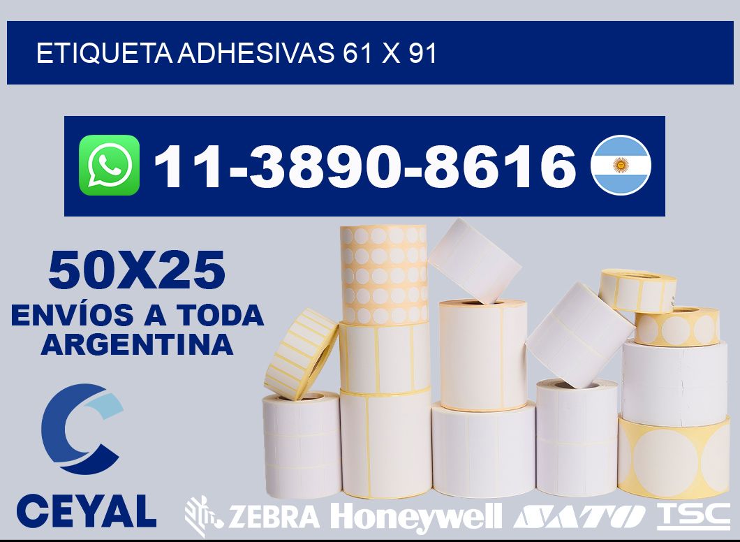 etiqueta adhesivas 61 x 91