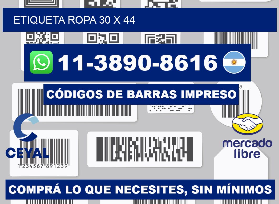 etiqueta ropa 30 x 44