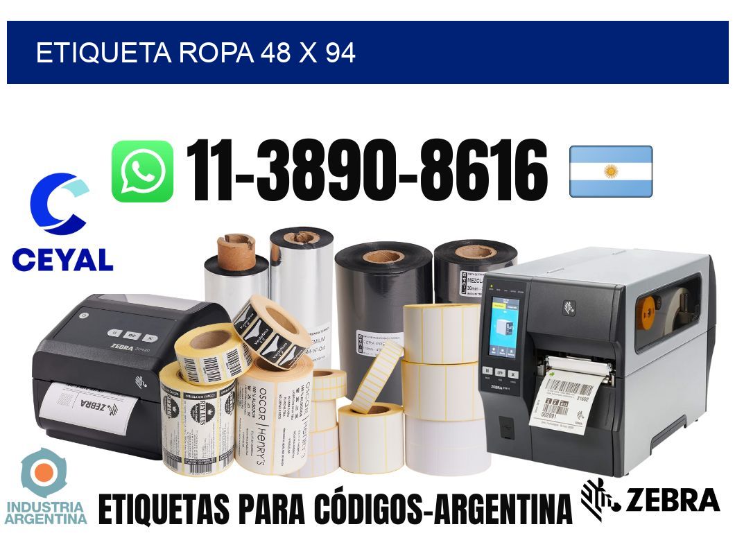 etiqueta ropa 48 x 94