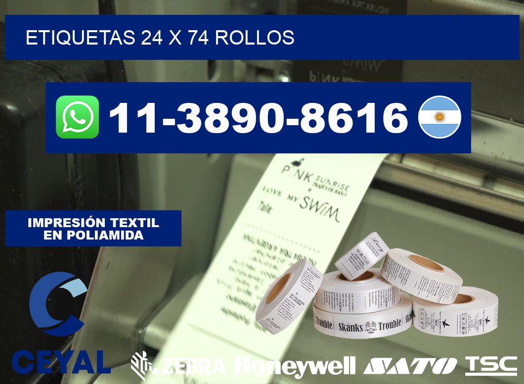 etiquetas 24 x 74 rollos