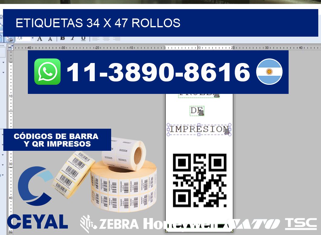 etiquetas 34 x 47 rollos