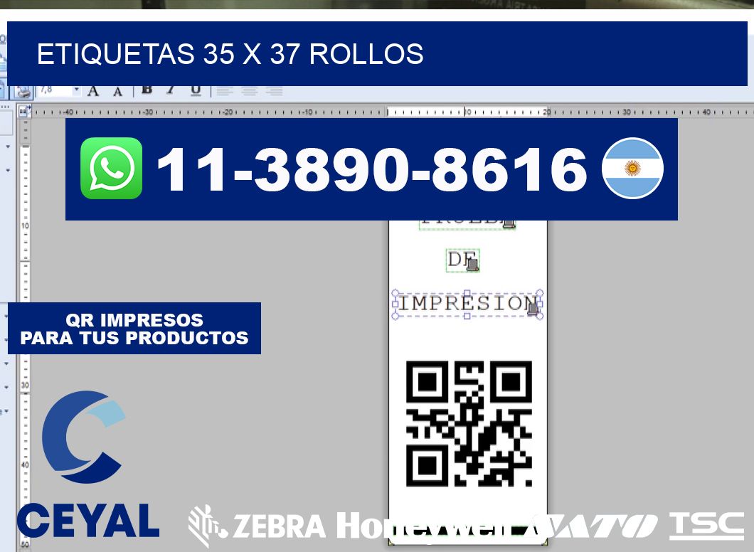 etiquetas 35 x 37 rollos