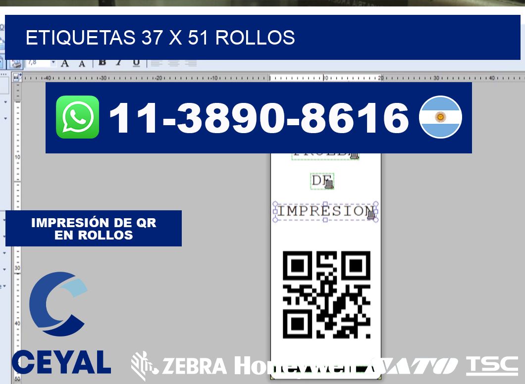etiquetas 37 x 51 rollos