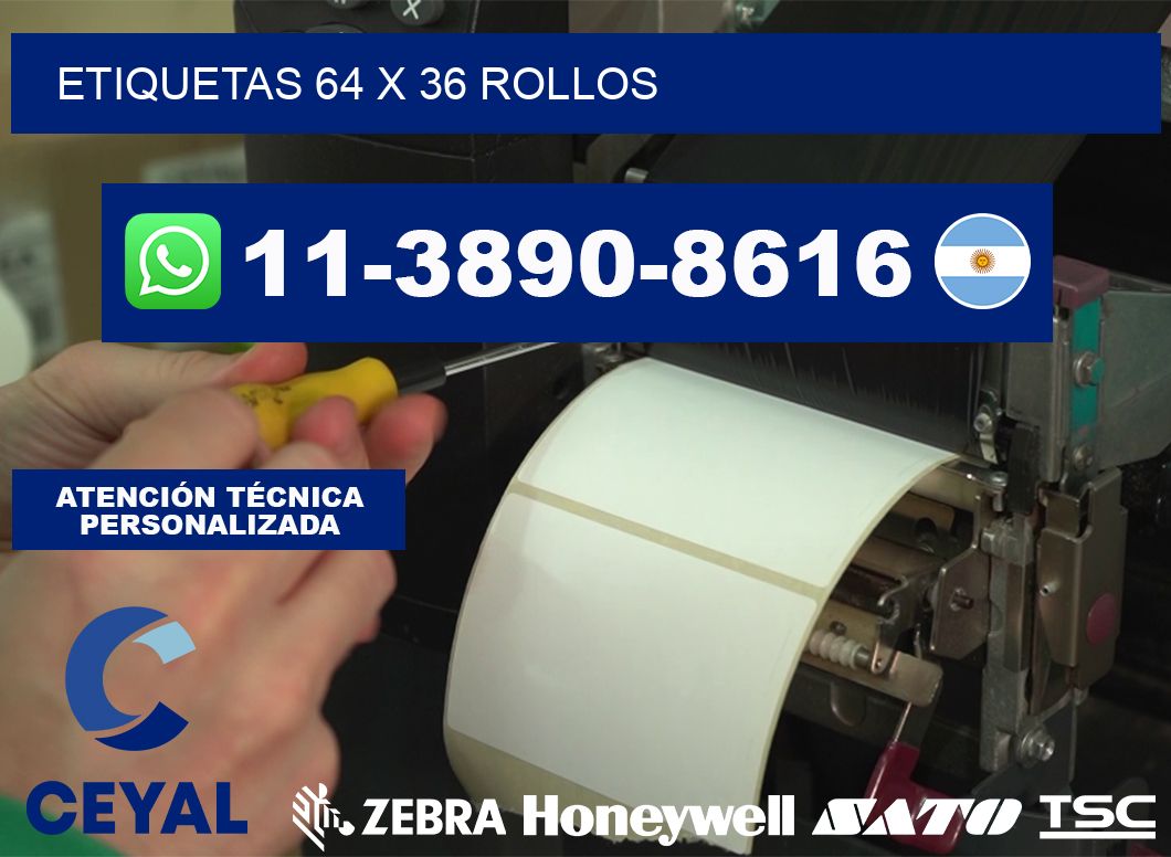 etiquetas 64 x 36 rollos
