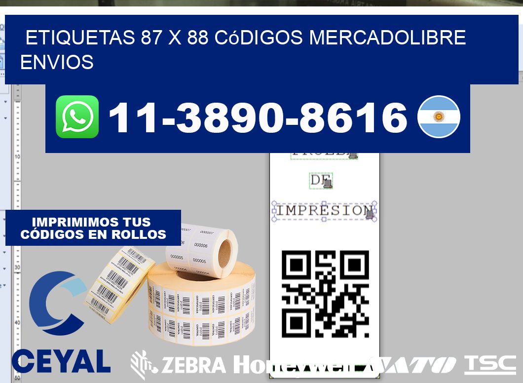 etiquetas 87 x 88 códigos mercadolibre envios
