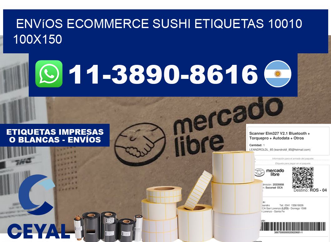 Envíos Ecommerce sushi etiquetas 10010 100x150