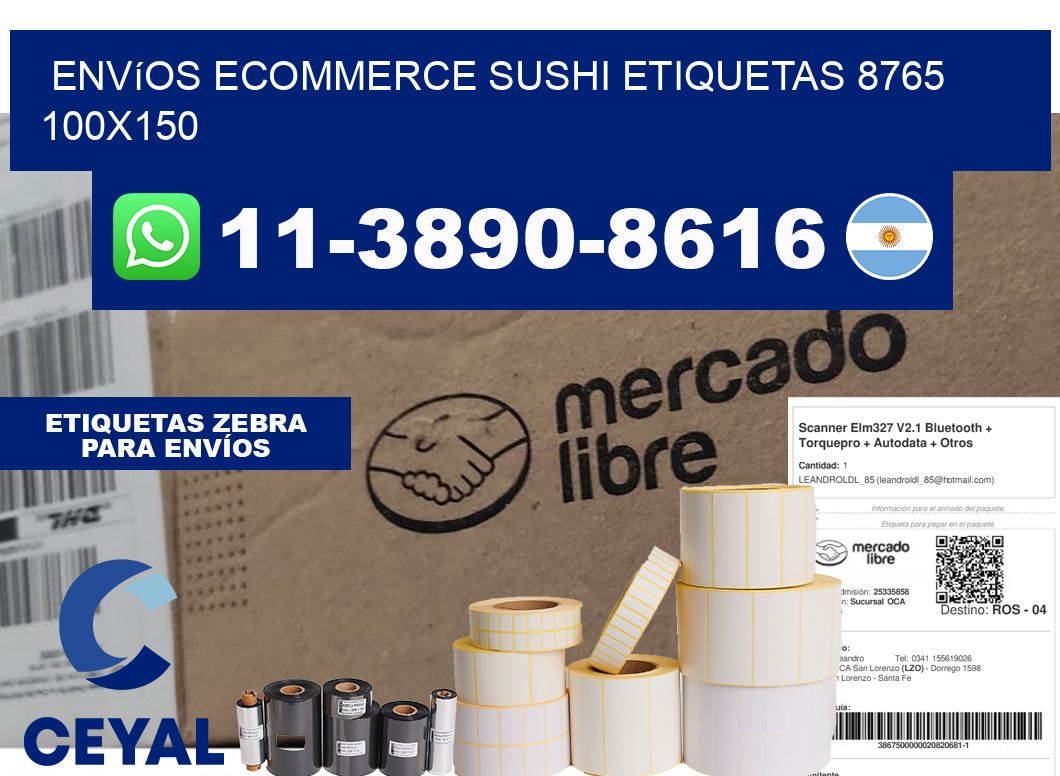 Envíos Ecommerce sushi etiquetas 8765 100x150