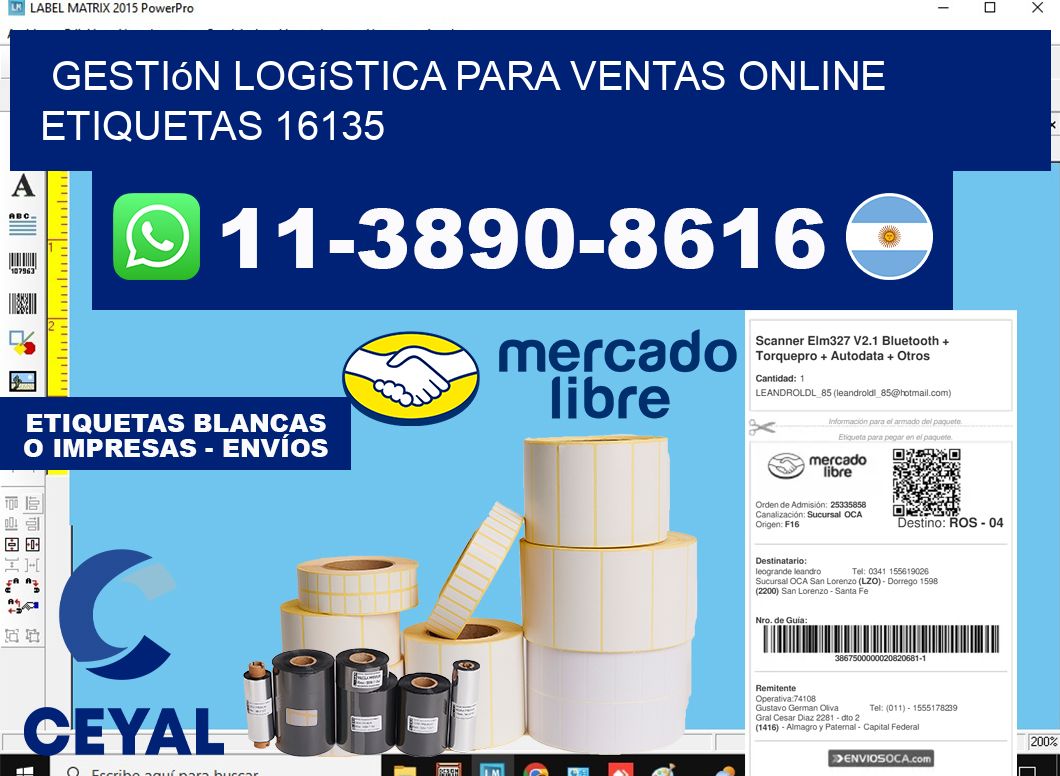 Gestión logística para ventas online  etiquetas 16135
