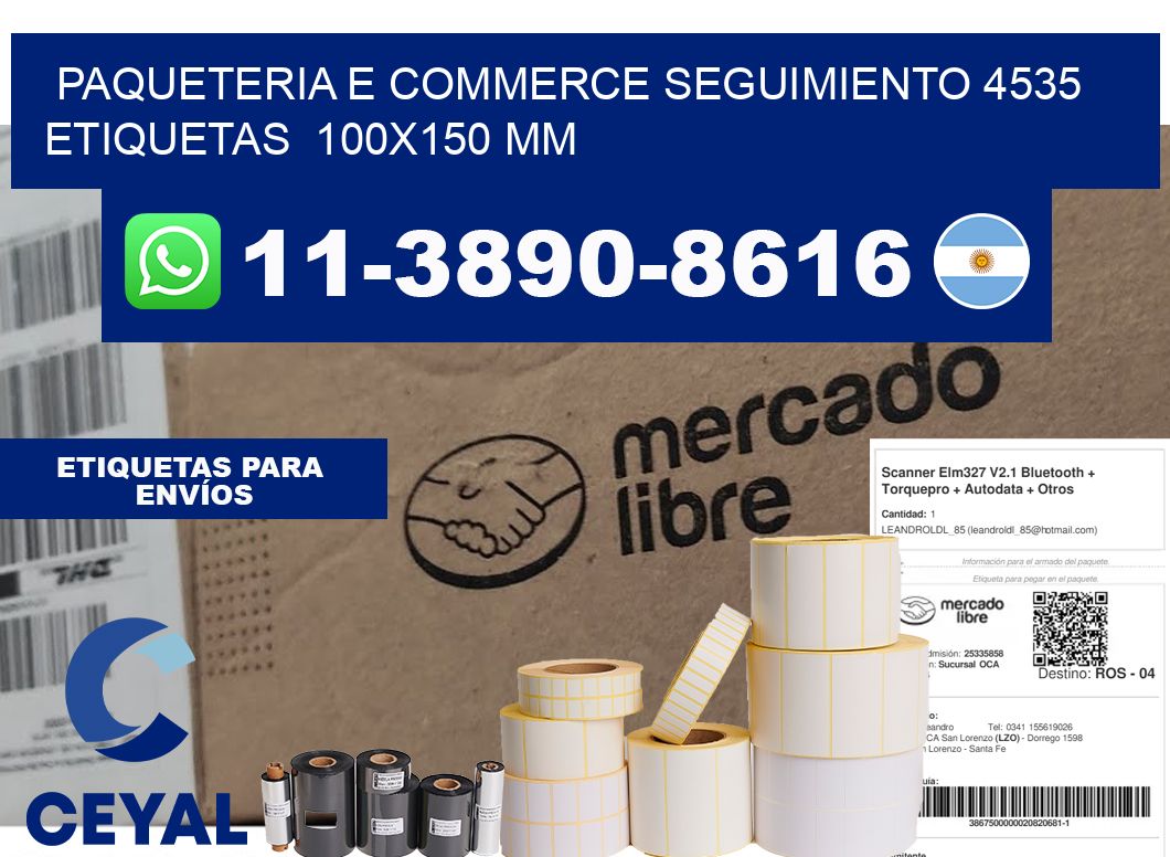 Paqueteria e commerce seguimiento 4535   etiquetas  100x150 mm