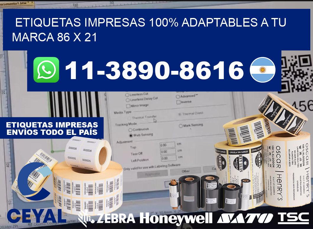 etiquetas impresas 100% adaptables a tu marca 86 x 21