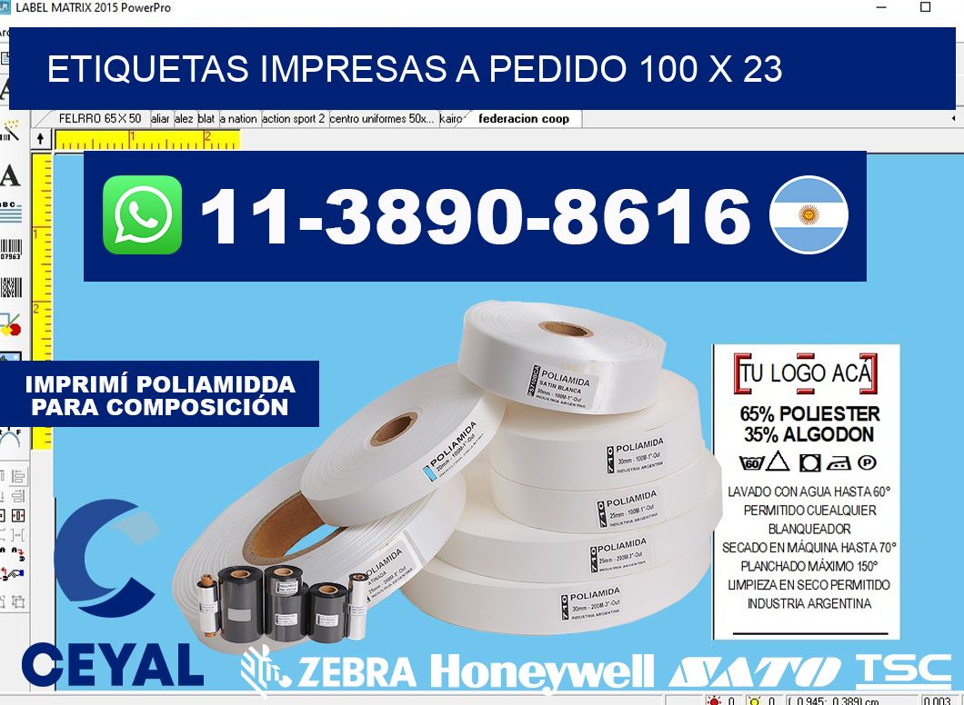 etiquetas impresas a pedido 100 x 23