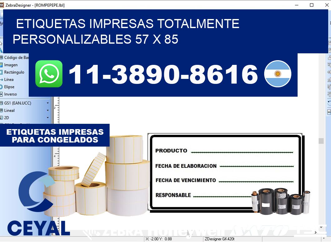 etiquetas impresas totalmente personalizables 57 x 85