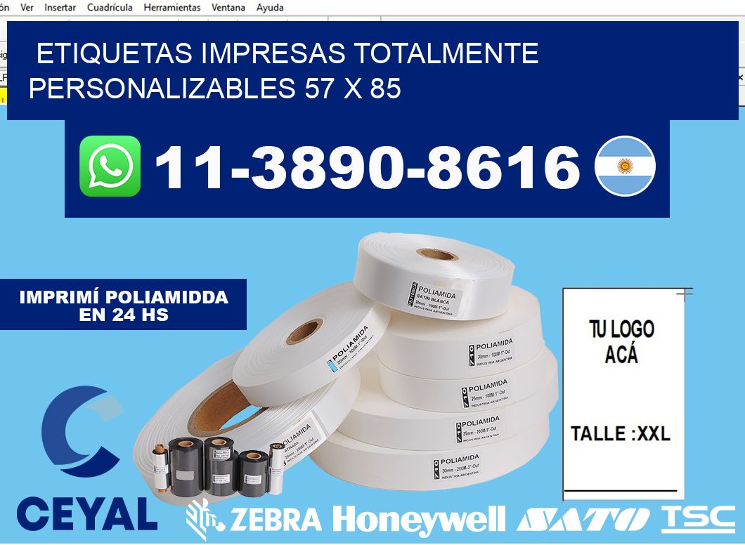 etiquetas impresas totalmente personalizables 57 x 85