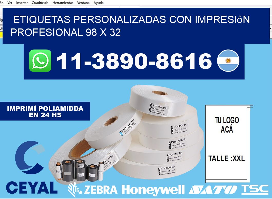 etiquetas personalizadas con impresión profesional 98 x 32