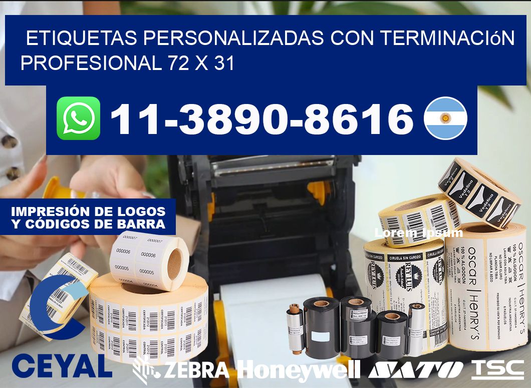 etiquetas personalizadas con terminación profesional 72 x 31