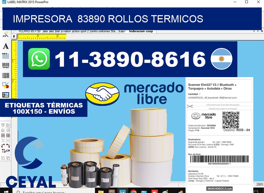 impresora 83890 rollos termicos