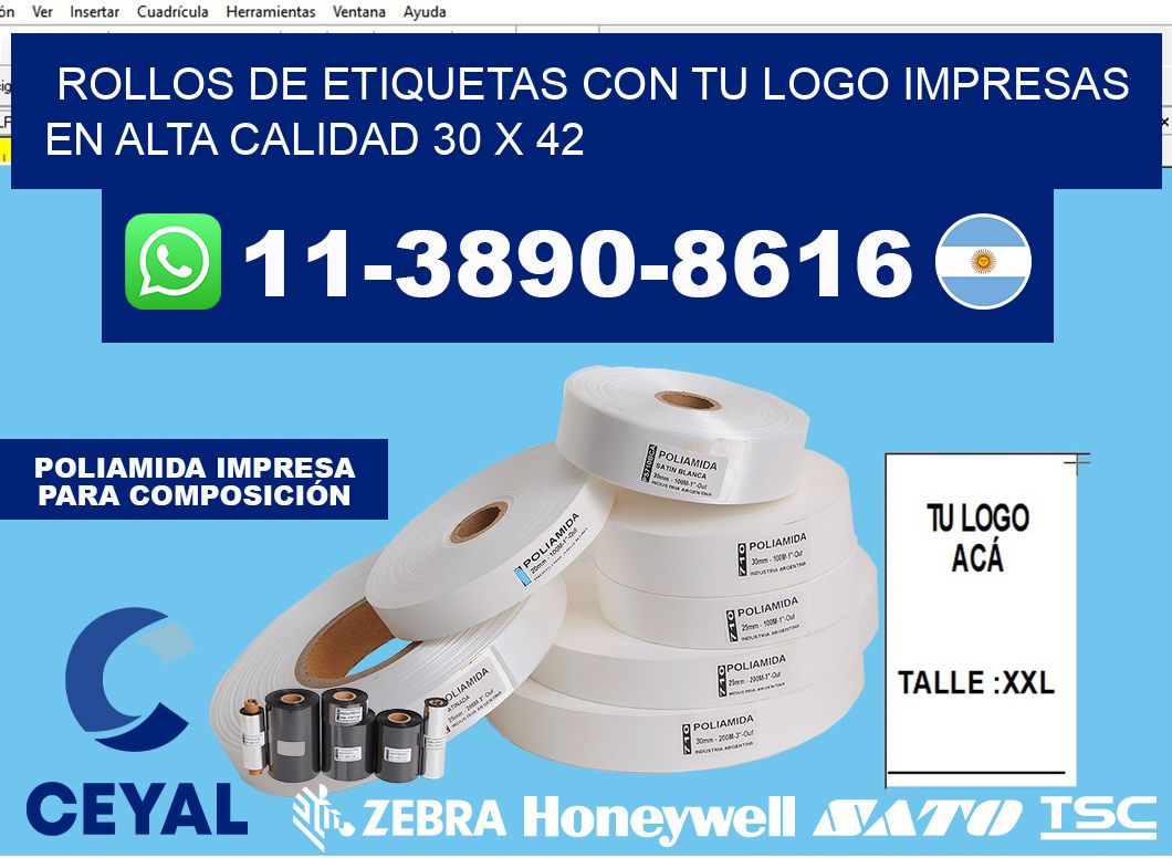 rollos de etiquetas con tu logo impresas en alta calidad 30 x 42