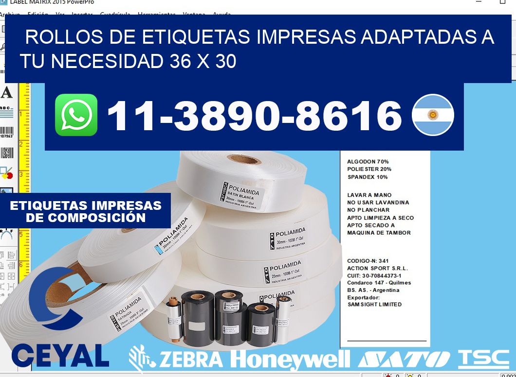 rollos de etiquetas impresas adaptadas a tu necesidad 36 x 30