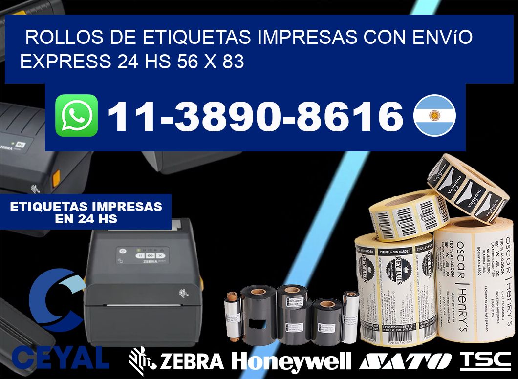 rollos de etiquetas impresas con envío express 24 hs 56 x 83