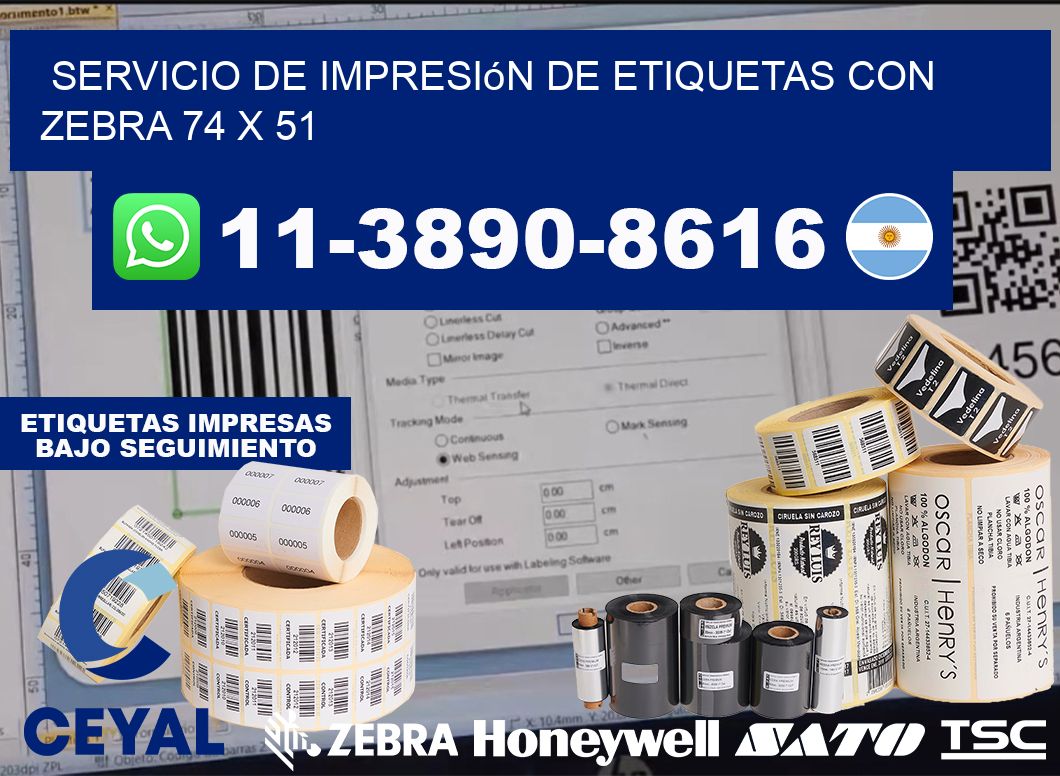 servicio de impresión de etiquetas con Zebra 74 x 51