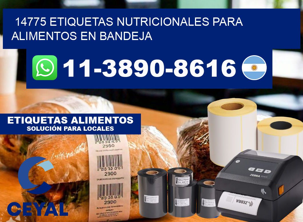 14775 etiquetas nutricionales para alimentos en bandeja