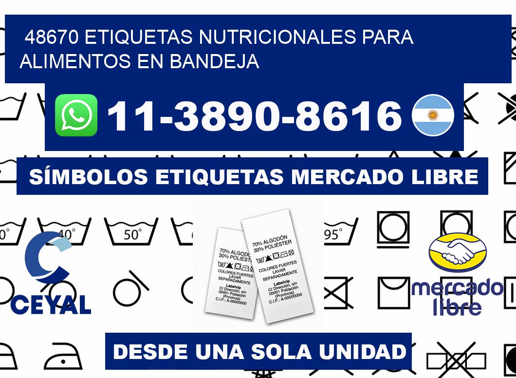 48670 etiquetas nutricionales para alimentos en bandeja