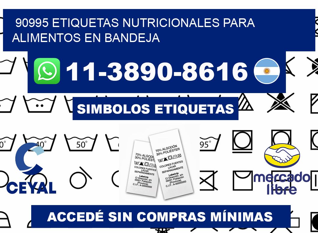 90995 etiquetas nutricionales para alimentos en bandeja