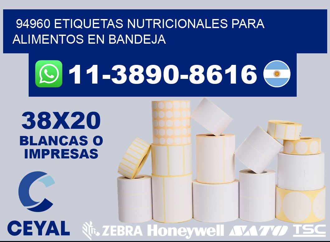 94960 etiquetas nutricionales para alimentos en bandeja