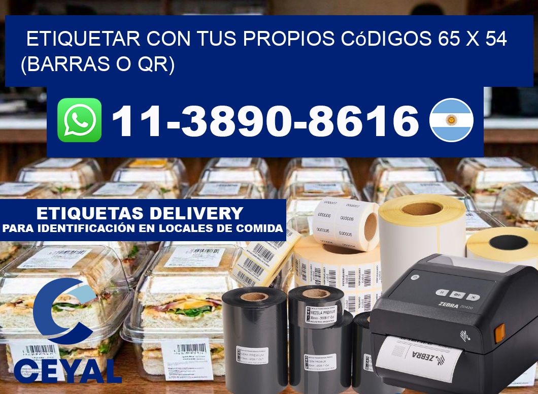 Etiquetar con tus propios códigos 65 x 54 (barras o QR)