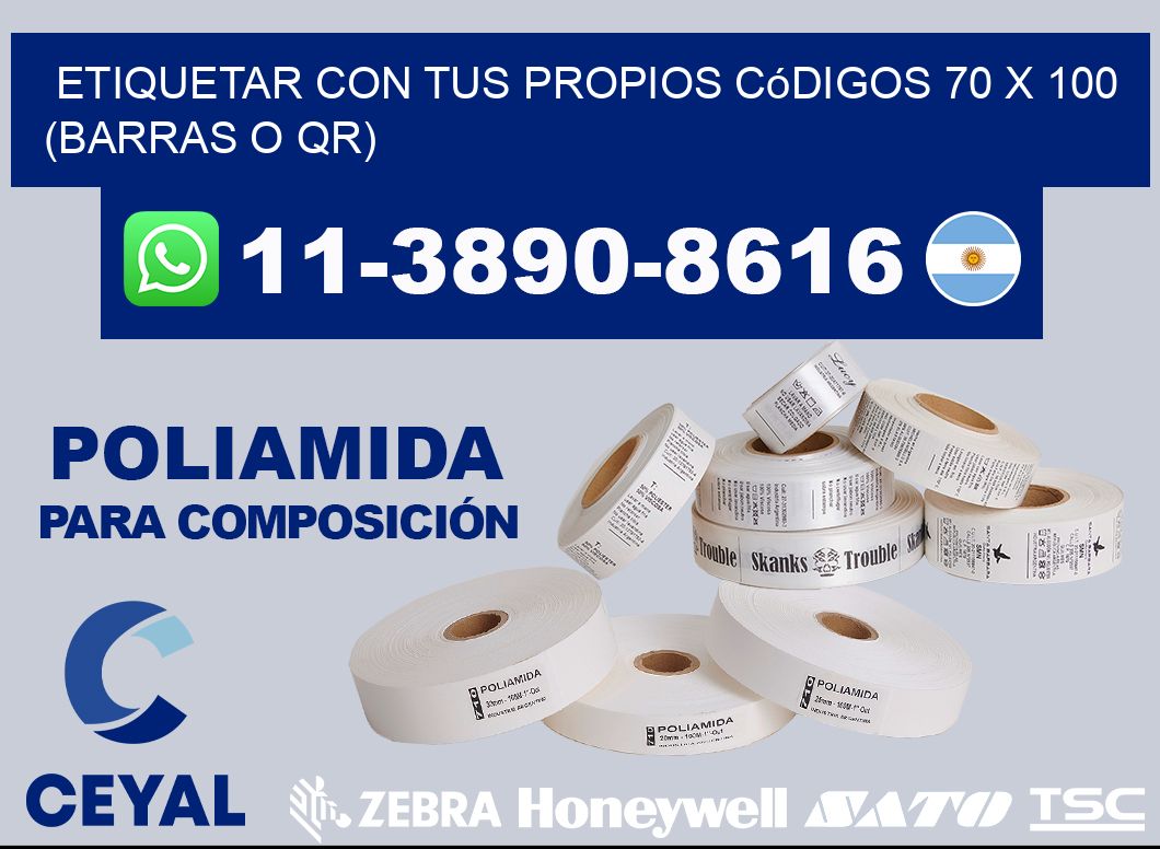Etiquetar con tus propios códigos 70 x 100 (barras o QR)