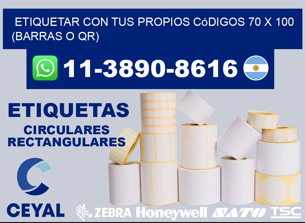 Etiquetar con tus propios códigos 70 x 100 (barras o QR)