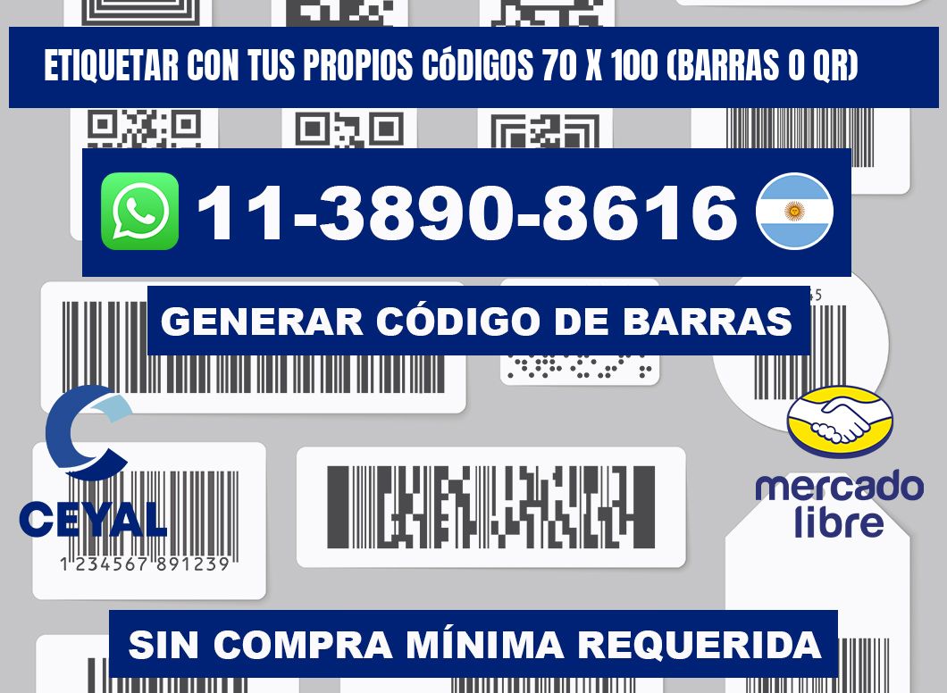 Etiquetar con tus propios códigos 70 x 100 (barras o QR)
