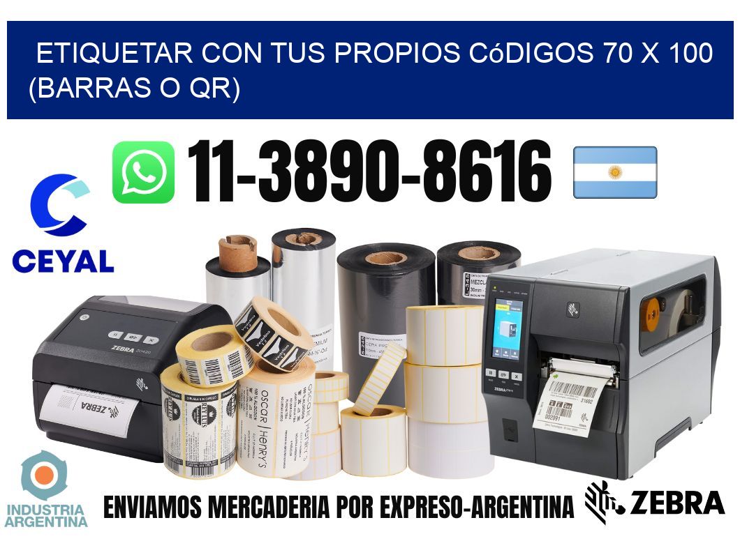Etiquetar con tus propios códigos 70 x 100 (barras o QR)
